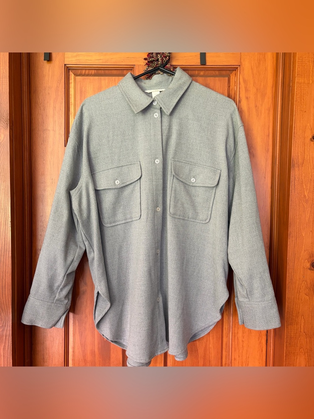 H&M Mens Soft Gray flannel Button Down Top